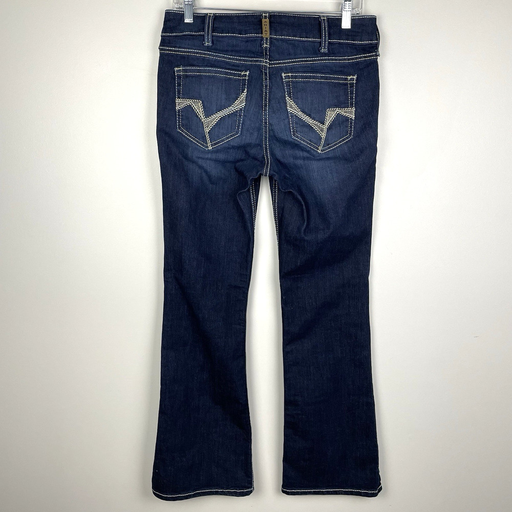 Ariat REAL Perfect Rise Arrow Danna Jeans Womens 29S Dark Wash Split Hem Cowgirl - Picture 2 of 16